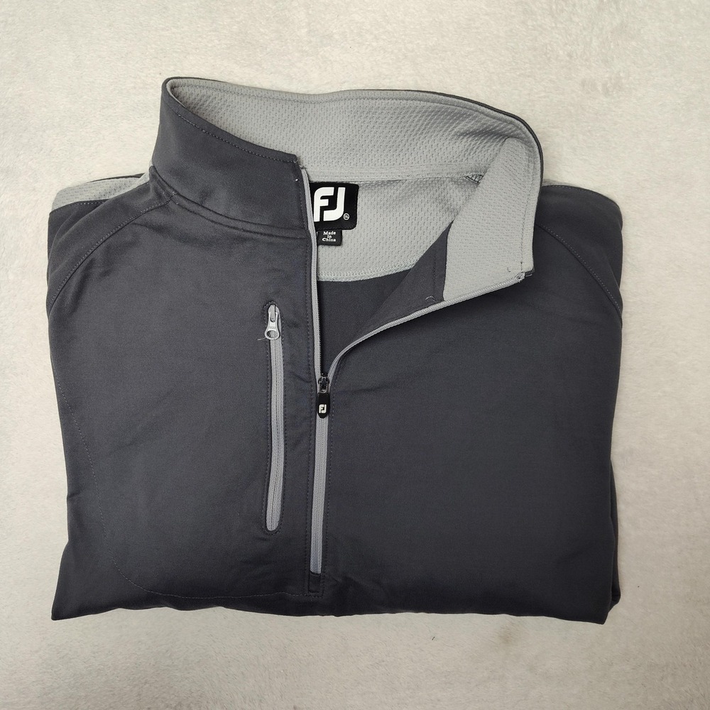 FootJoy Pullover Mens 2XL Gray 1/4 Zip Mock Neck Golf Performance Stretch FJ
